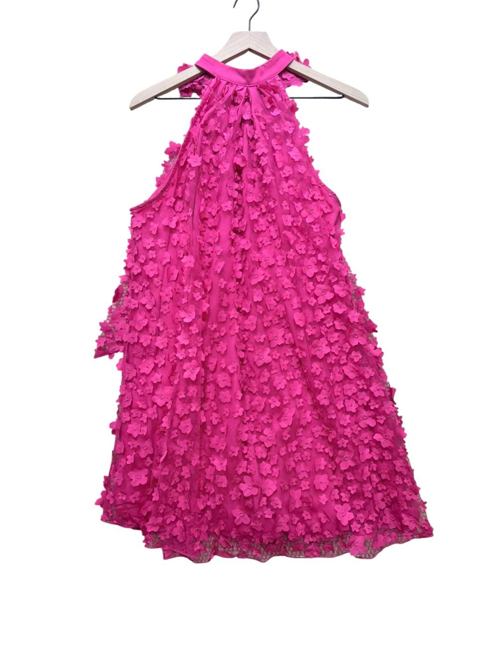 Eva Franco Hot Pink Floral Appliqué Halter Dress